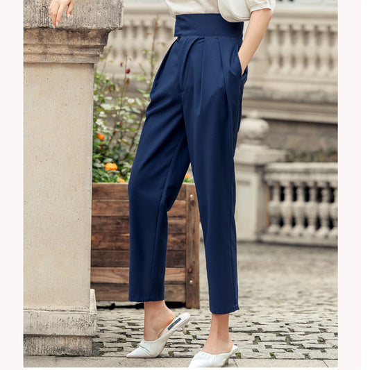 Professional Temperament High Waist Folds Slim Slimming Carrot Pants