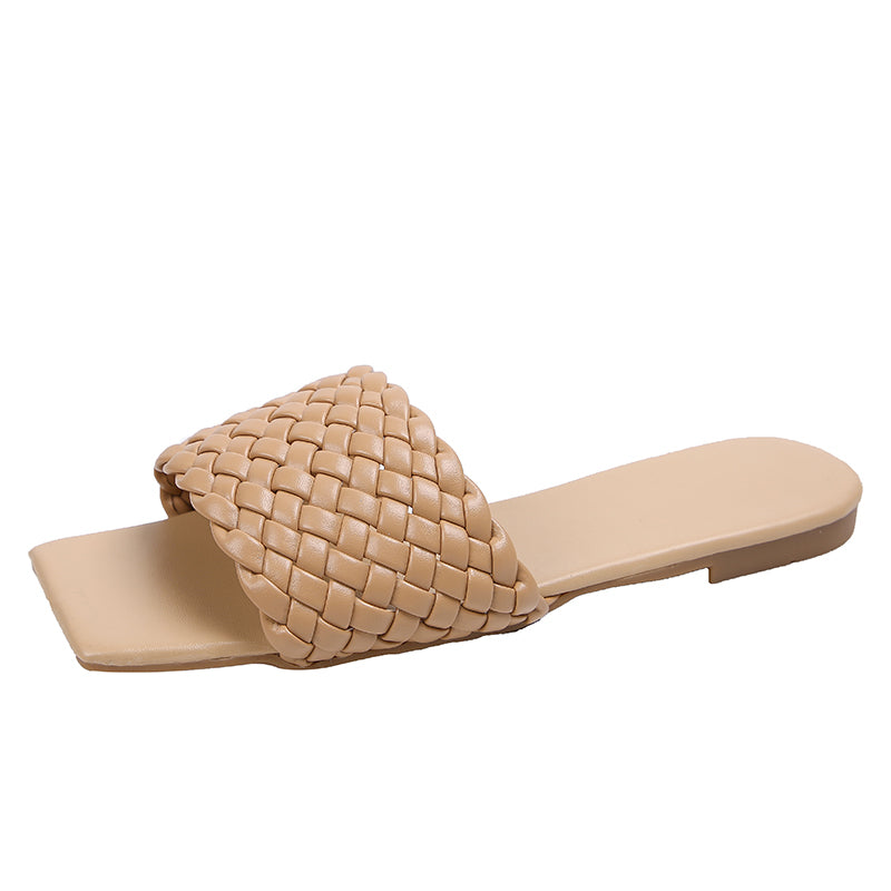 Summer New Style Woven Large Size Slippers Fashion Foreign Trade Word Beach Shoes Women