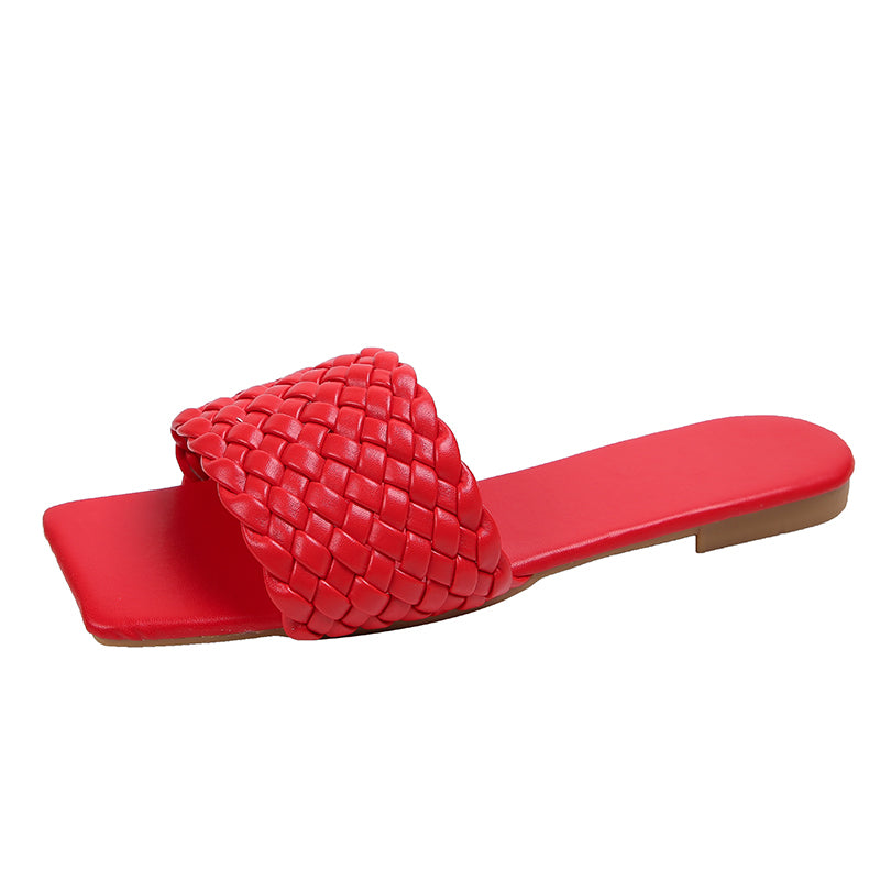 Summer New Style Woven Large Size Slippers Fashion Foreign Trade Word Beach Shoes Women