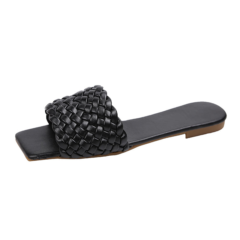 Summer New Style Woven Large Size Slippers Fashion Foreign Trade Word Beach Shoes Women