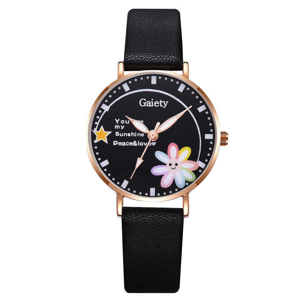 Korean Version Of Simple Ladies Cartoon Quartz Watch Small Daisy Bracelet