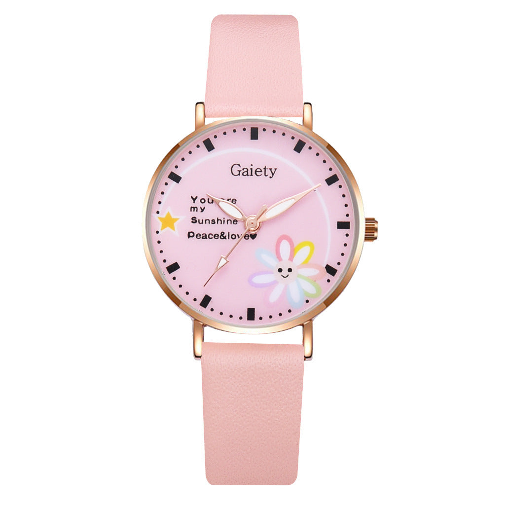 Korean Version Of Simple Ladies Cartoon Quartz Watch Small Daisy Bracelet