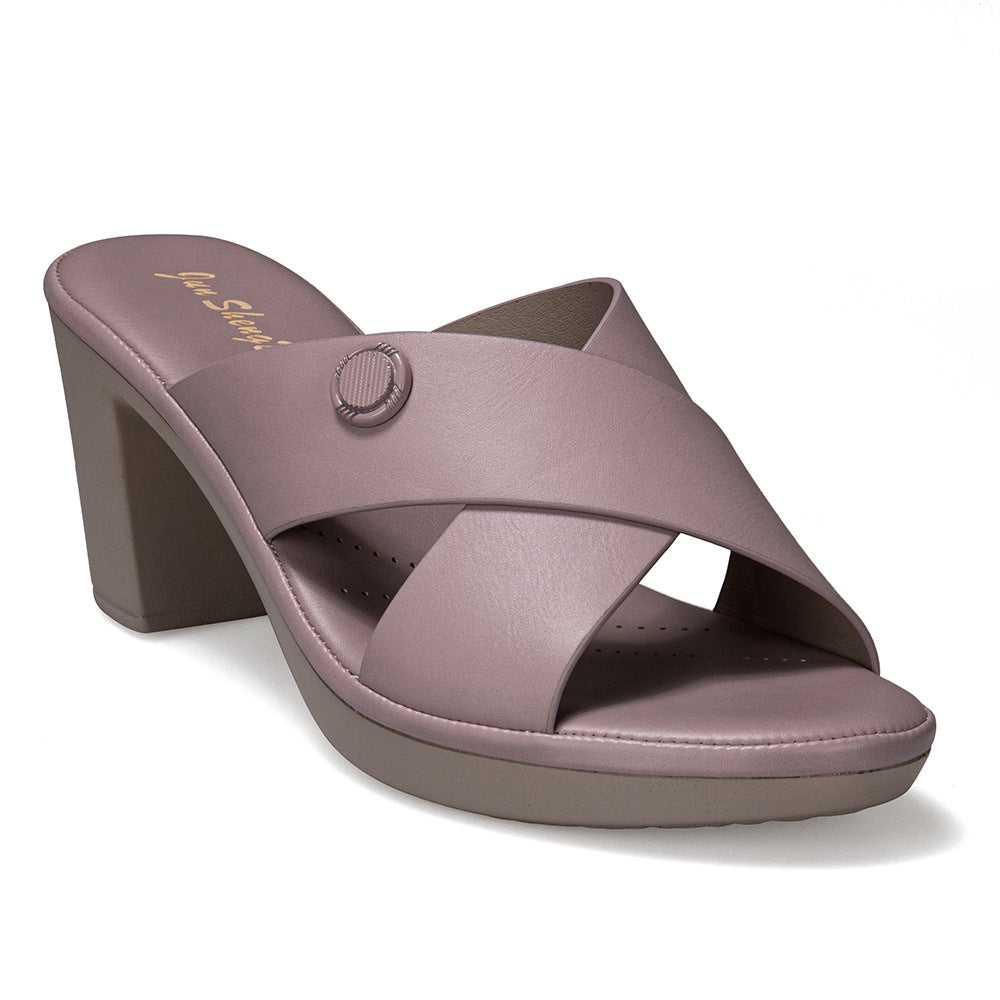 Foreign Trade Amazon Fashion Thick Heel High Heel Sandals