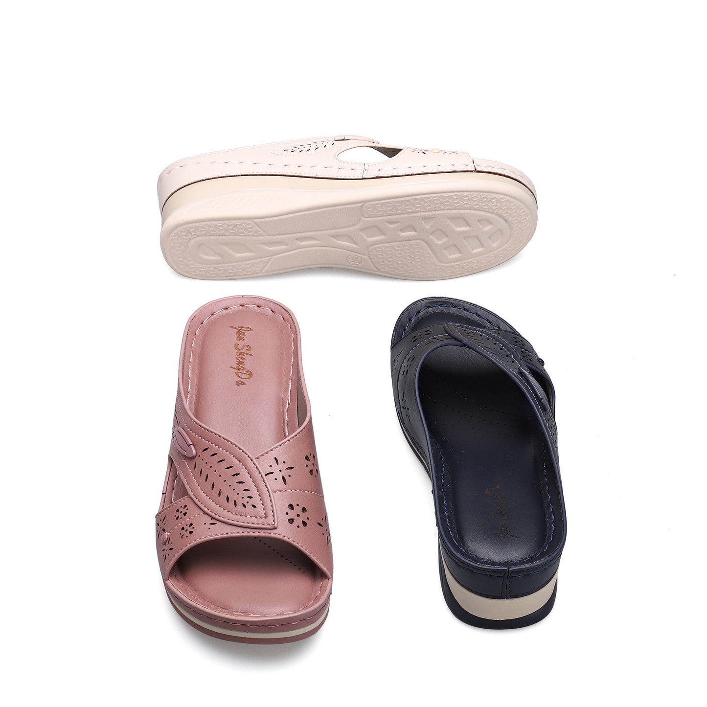 Thick Soled Wedges Women'S Lazy Shoes Over Toe Half Slippers