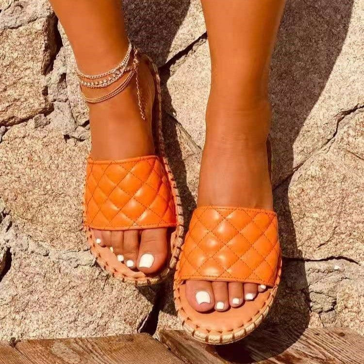 One-line Straw Woven Rope Small Fragrant Slippers