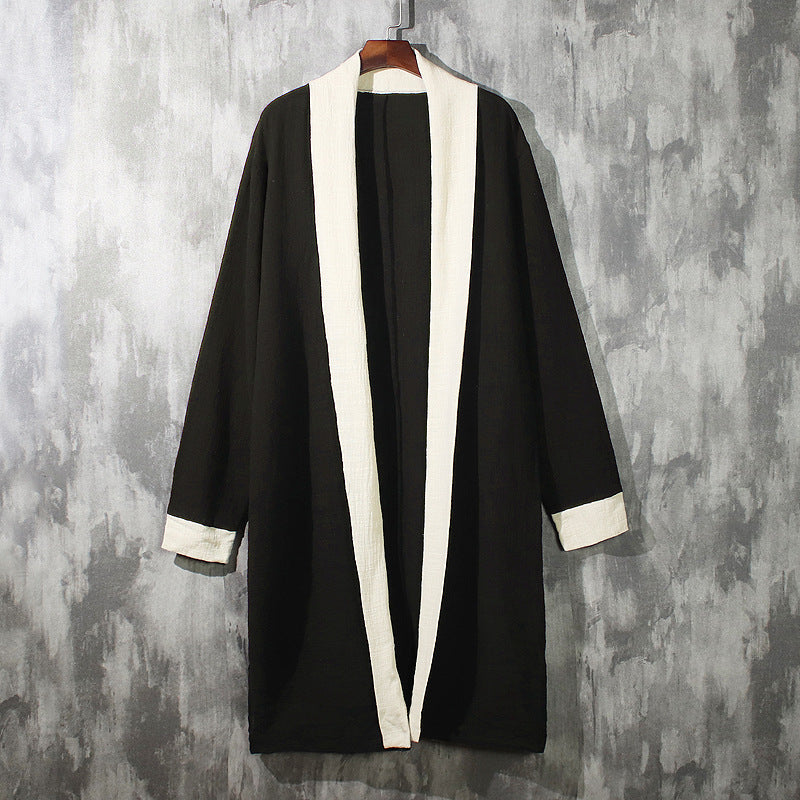 Large Size Chinese style Retro linen windbreaker Jacket Men