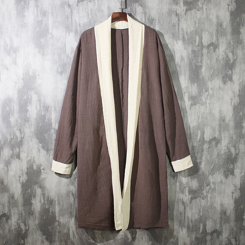 Large Size Chinese style Retro linen windbreaker Jacket Men