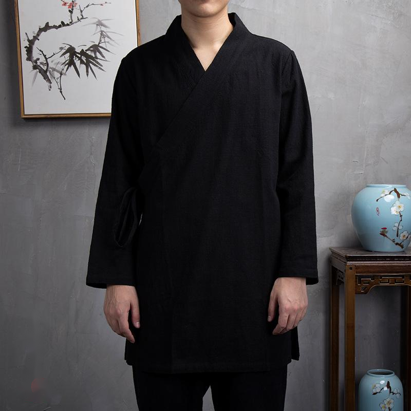 Mid-Length Hanfu Male Layman'S Kimono Temple Kimono