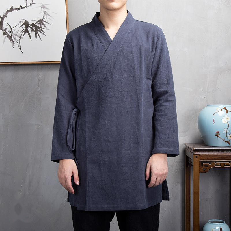 Mid-Length Hanfu Male Layman'S Kimono Temple Kimono
