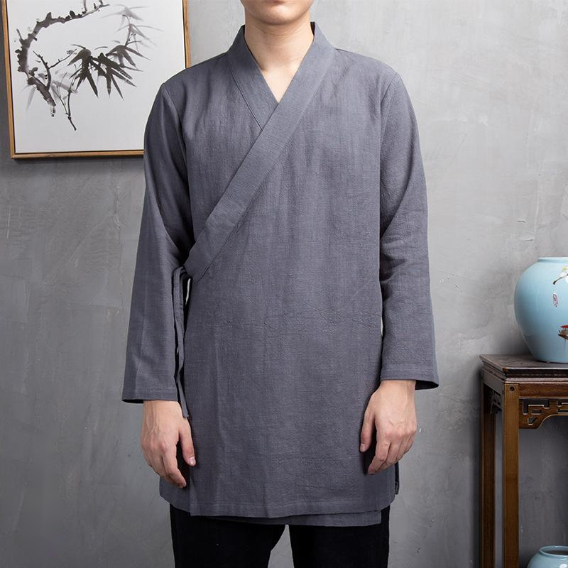 Mid-Length Hanfu Male Layman'S Kimono Temple Kimono