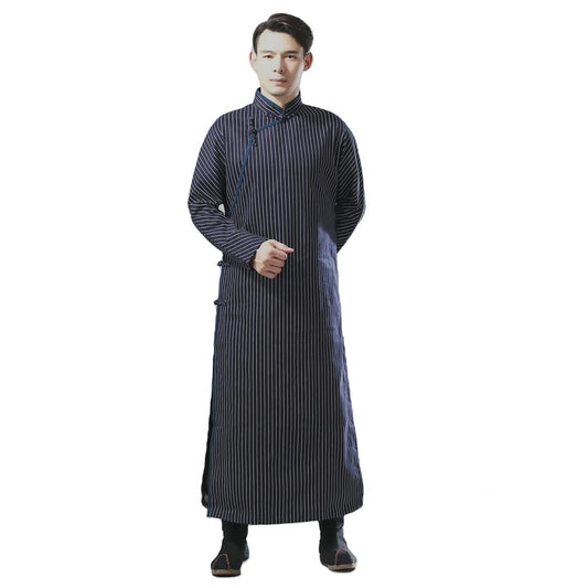 Cotton and linen striped gown