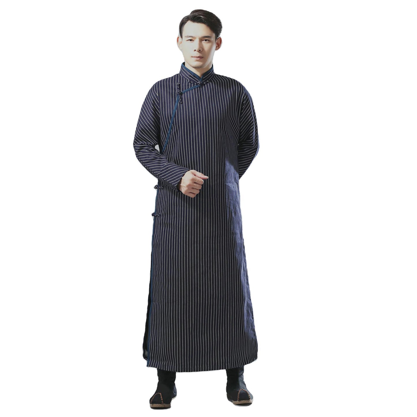 Cotton and linen striped gown