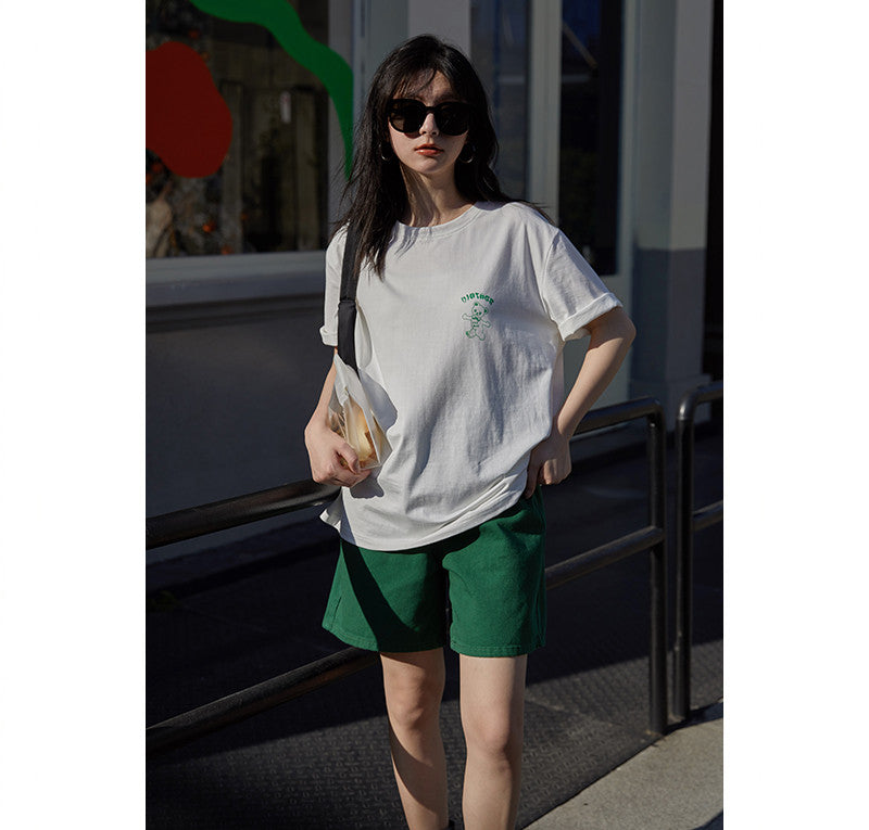 New Summer Small Tall Waist Slim Straight Five-Point Shorts Women