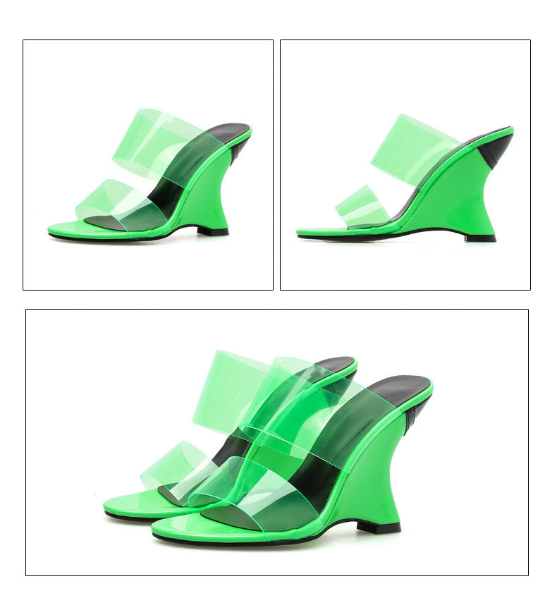 European And American Outer Size Sexy Thick-Heeled Wedge-Strap Sandals