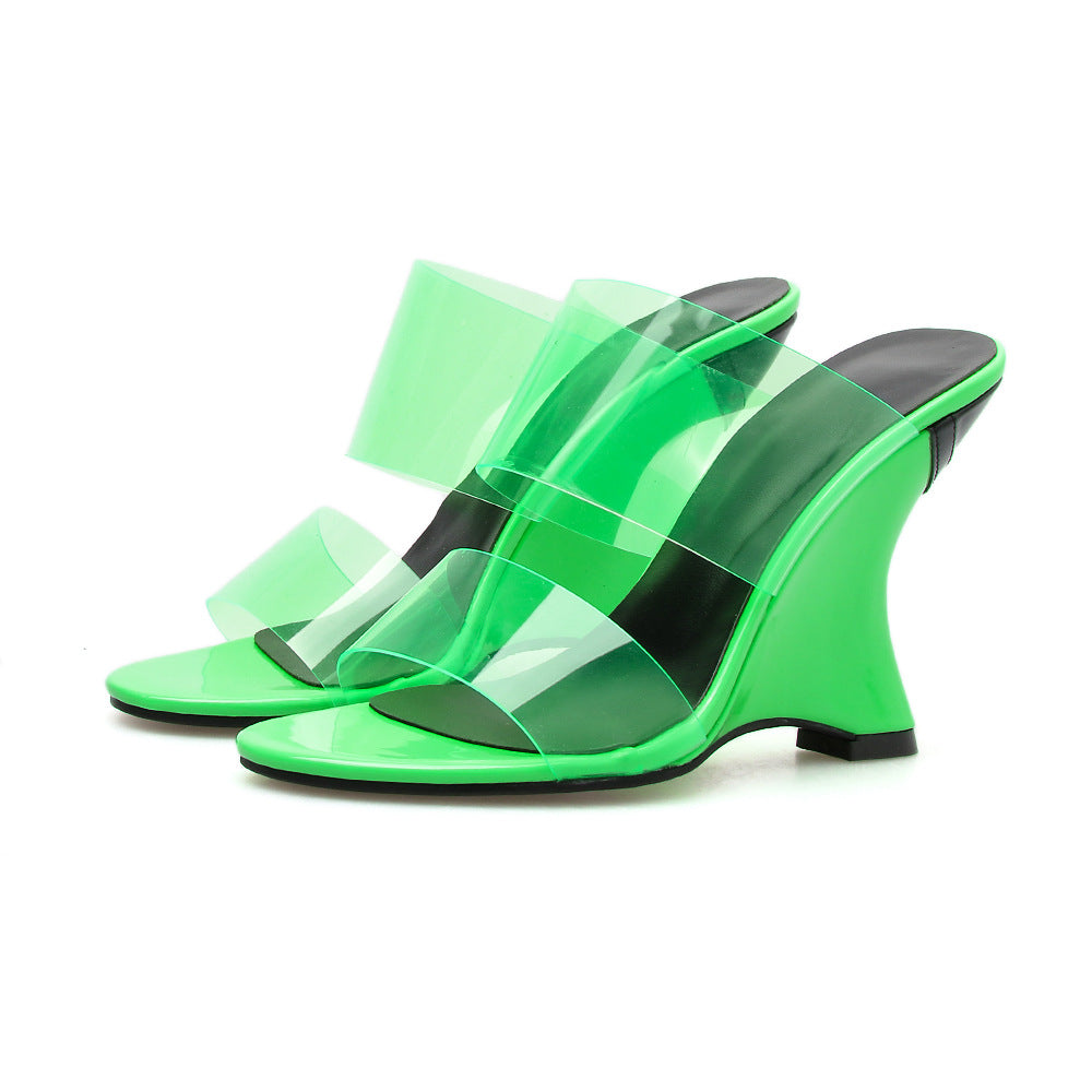 European And American Outer Size Sexy Thick-Heeled Wedge-Strap Sandals