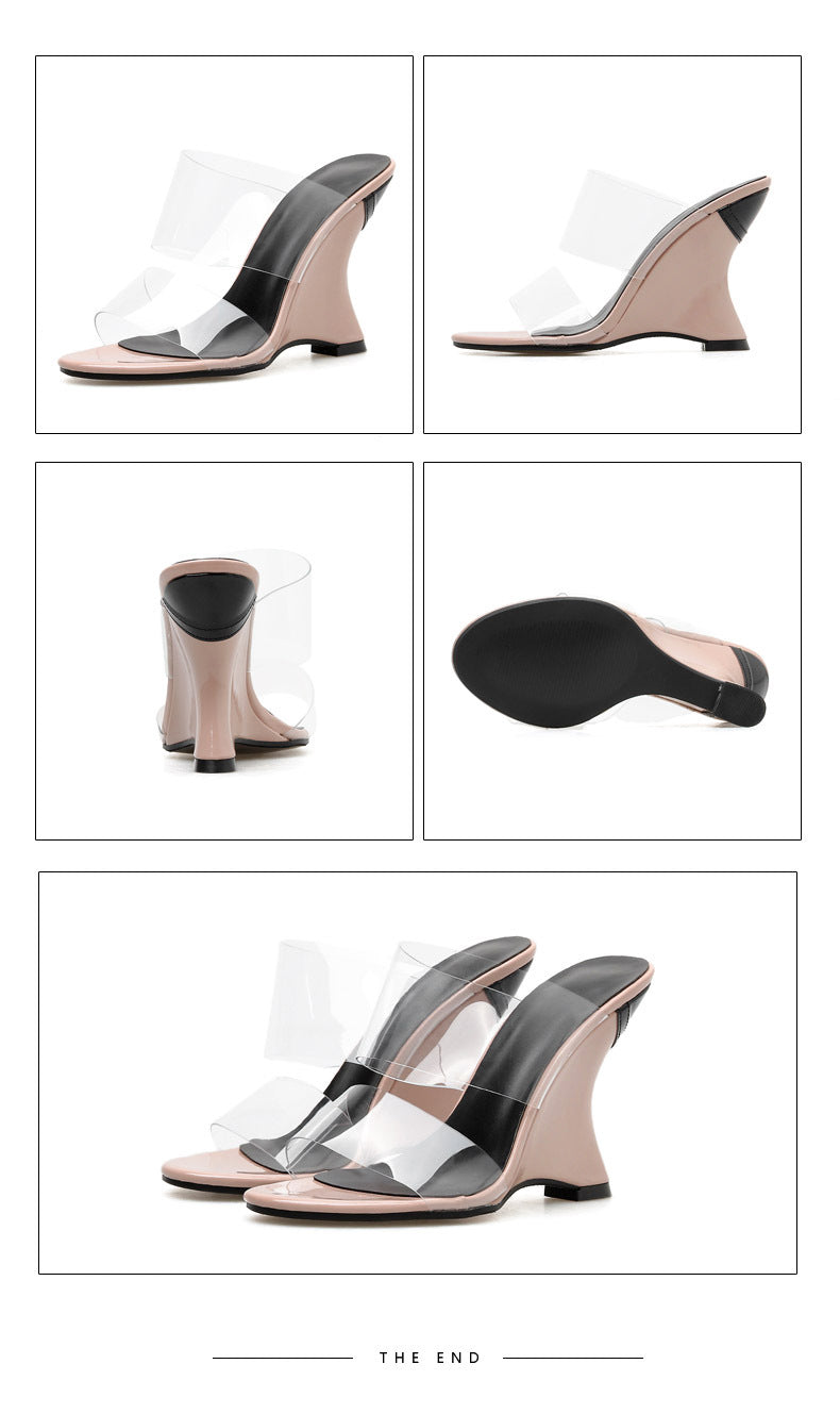 European And American Outer Size Sexy Thick-Heeled Wedge-Strap Sandals