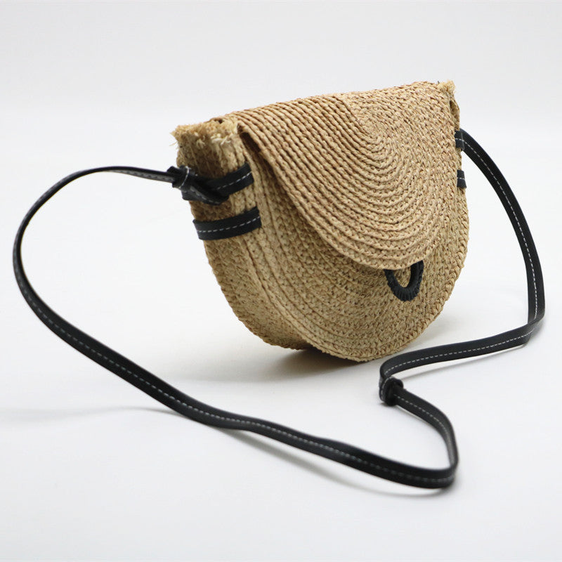 Ny Stil Halmvævet Taske Skuldertaske Messengertaske Sadel Taske Raffia