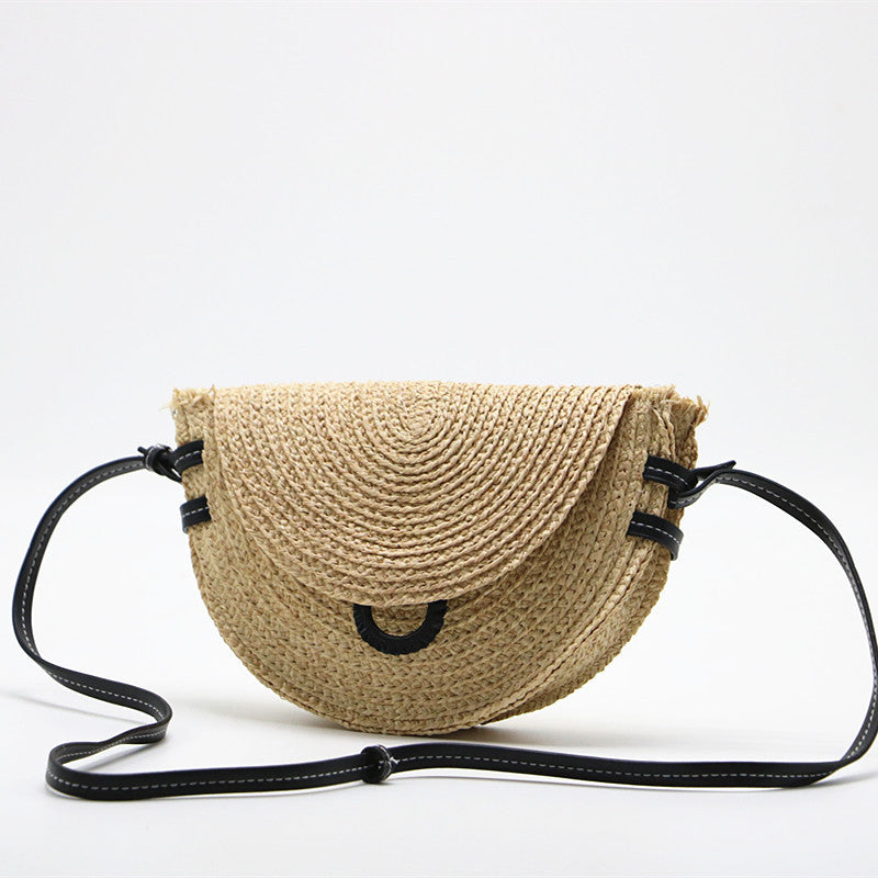 Ny Stil Halmvævet Taske Skuldertaske Messengertaske Sadel Taske Raffia