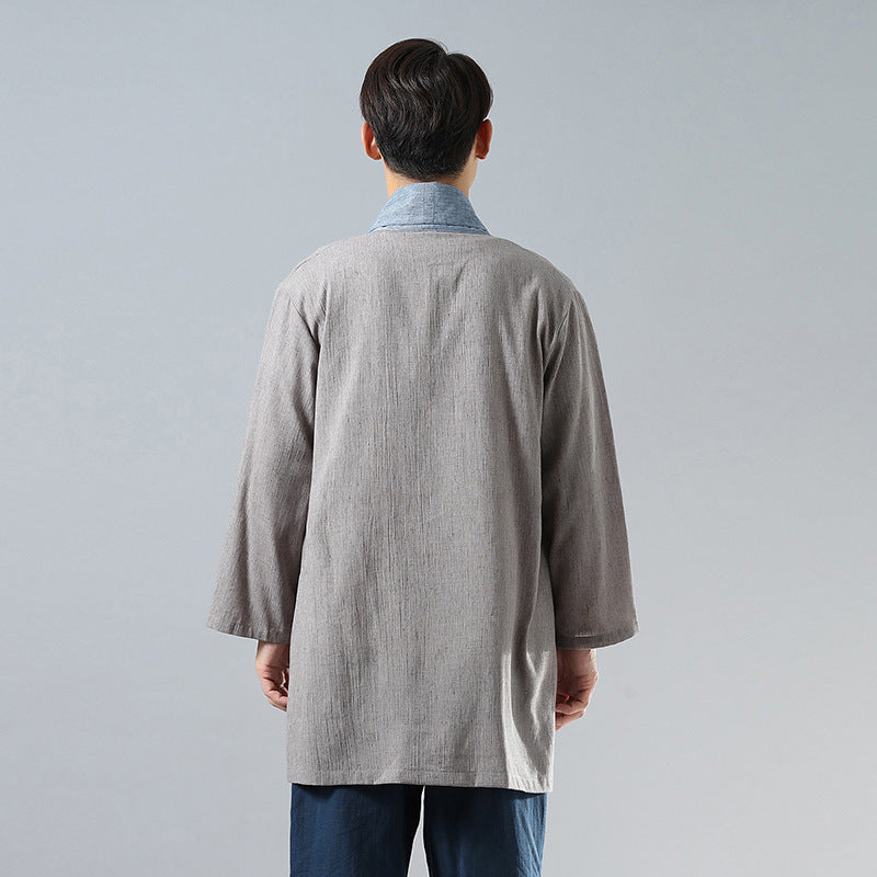Color Matching Long-sleeved Hanfu With Lapel