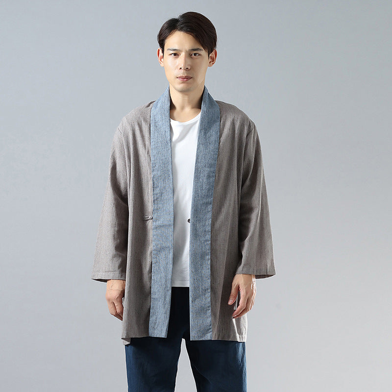 Color Matching Long-sleeved Hanfu With Lapel