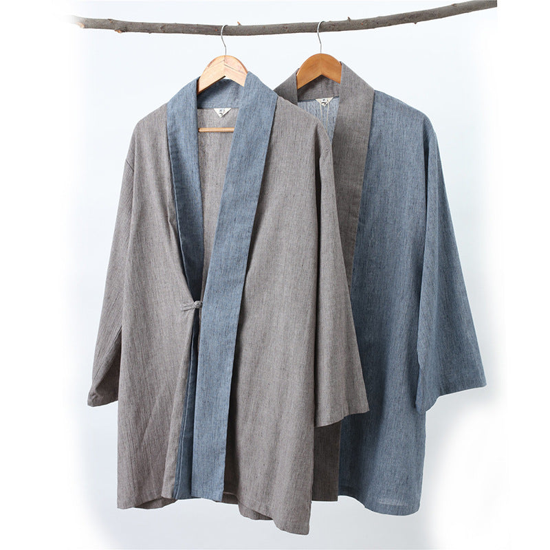 Color Matching Long-sleeved Hanfu With Lapel