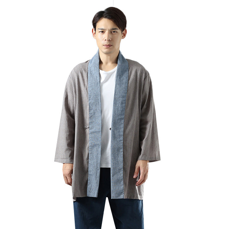 Color Matching Long-sleeved Hanfu With Lapel