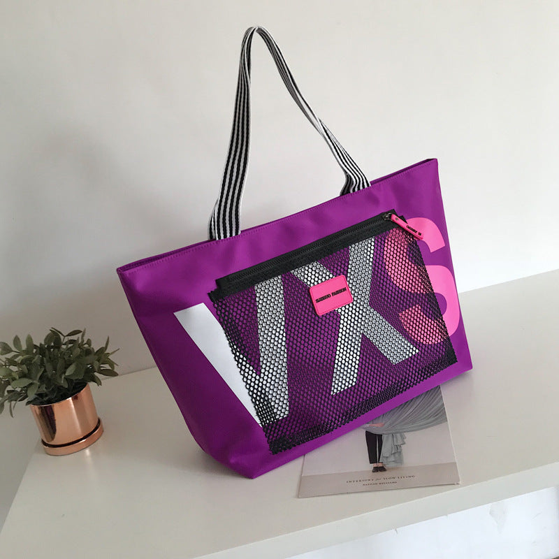 Aliwood Nyt Design Bogstav Dame Skuldertasker Trendy Vandtæt Tote Strandtaske Stor Kapacitet Kvinders Rejse Shoppingtasker