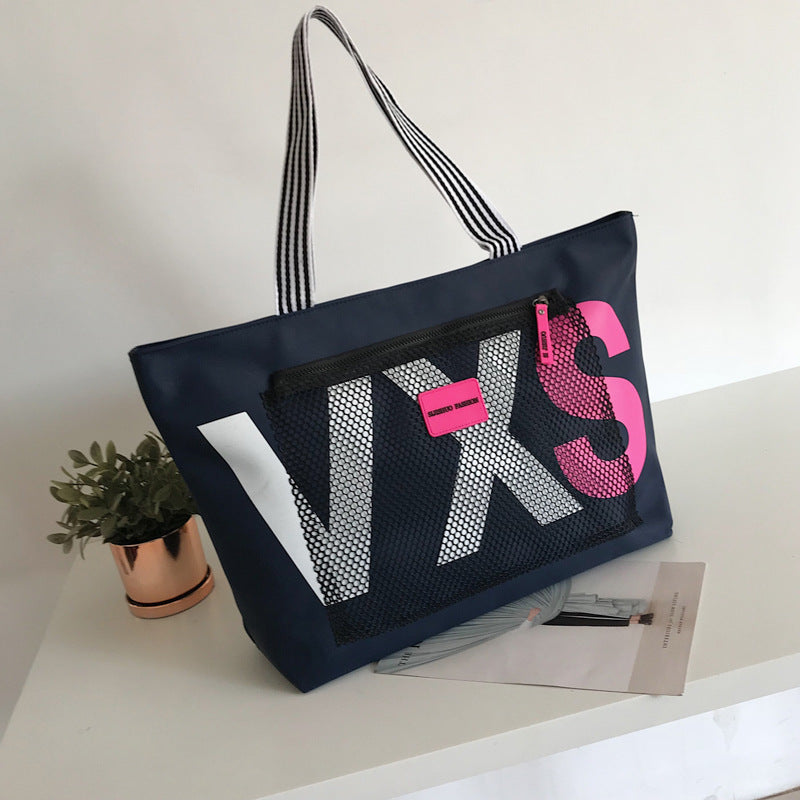 Aliwood Nyt Design Bogstav Dame Skuldertasker Trendy Vandtæt Tote Strandtaske Stor Kapacitet Kvinders Rejse Shoppingtasker