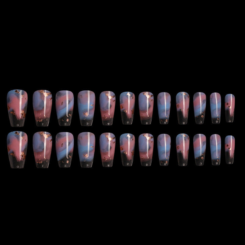 24 Unids Set Ataud Largo Unas Falsas Arco Iris Europeo Bailarina Completa