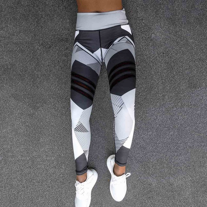 Yoga Pants Digital Honeycomb Print Hip Lift Stretch High