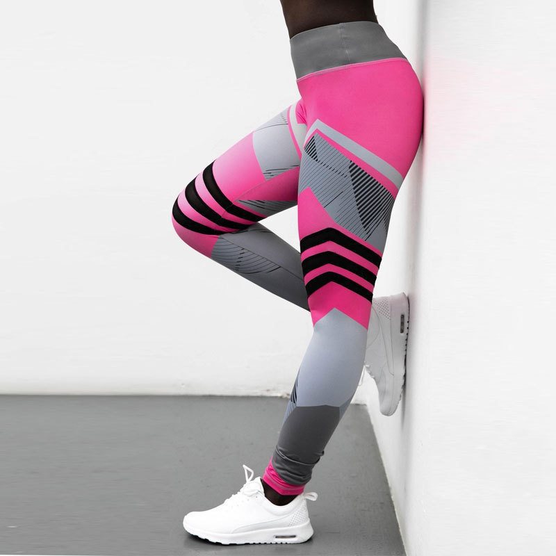 Yoga Pants Digital Honeycomb Print Hip Lift Stretch High
