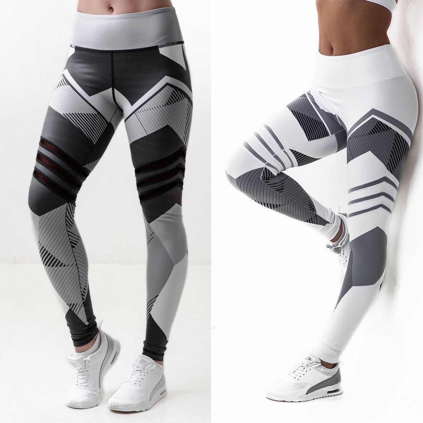 Yoga Pants Digital Honeycomb Print Hip Lift Stretch High