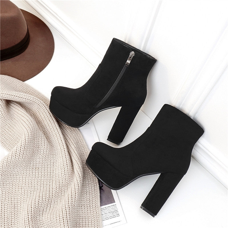 Shuitai Martin Boots Women's Thick Heel High Heel Size