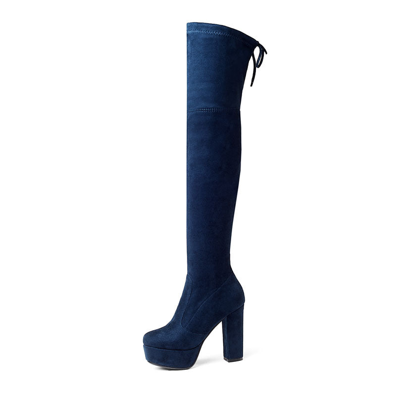 Platform Super High Thick Heel High Tube Elastic Women'S Shoes