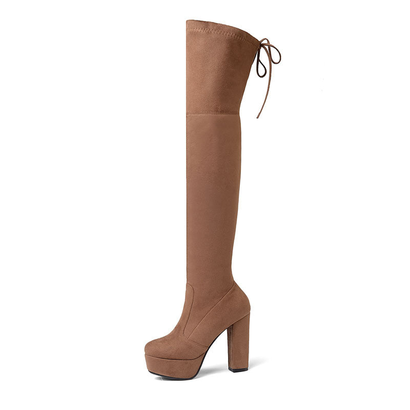 Platform Super High Thick Heel High Tube Elastic Women'S Shoes