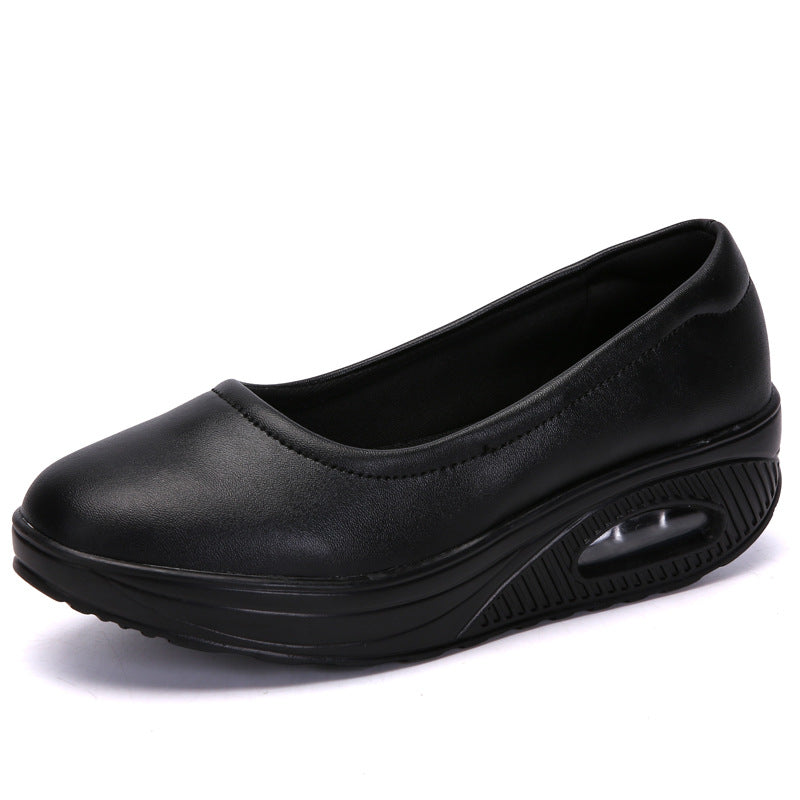 Nurse Shoes Mother Shoes Four Seasons Leather Casual Sports Shoes Women'S Single Shoes Large Size Lightweight Leather Breathable Work Black Shoes