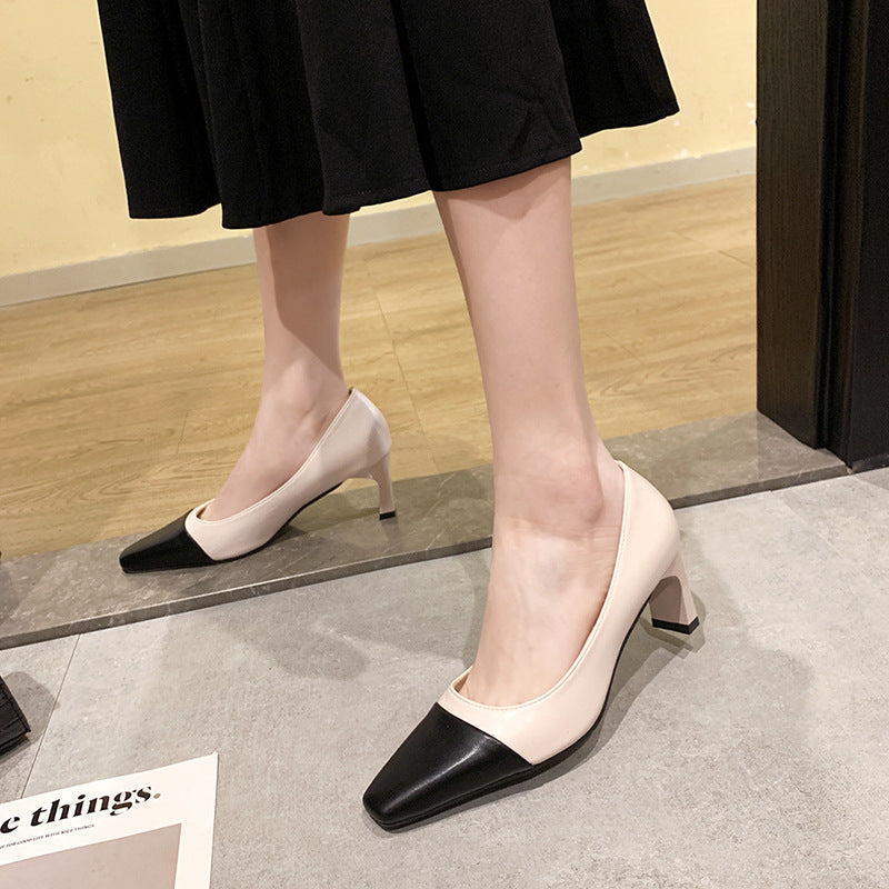 Spring New Fashion All Match Square Toe Ladies Casual Shoes