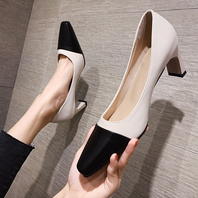Spring New Fashion All Match Square Toe Ladies Casual Shoes