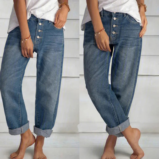 Loose Casual Simple Slim Denim Straight Leg Pants