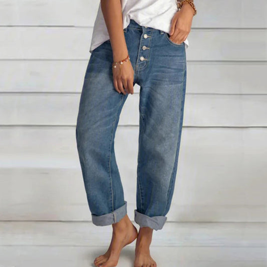 Loose Casual Simple Slim Denim Straight Leg Pants