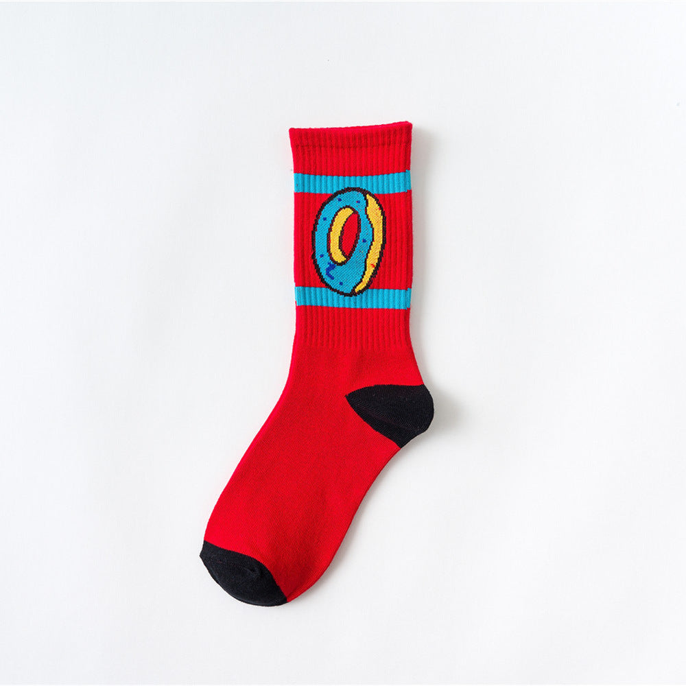 New Women Fashion Cotton Socks Cake Donut Funny Novelty Socks Men Doughnuts Food Crazy Street Socks Teen Funky Sock Fun
