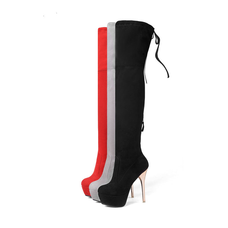 Women'S Stretch Boots With Thin Legs