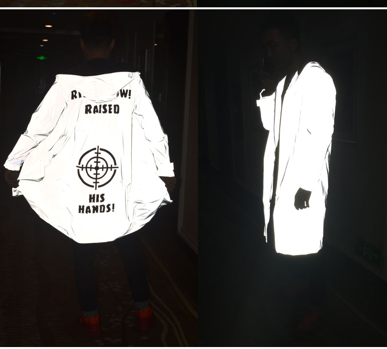 Overcoat Love 3M Reflective Windbreaker Trendy Men's Jacket Plus Fat Plus Size Plus Fleece Hooded Jacket Men and Women Couples