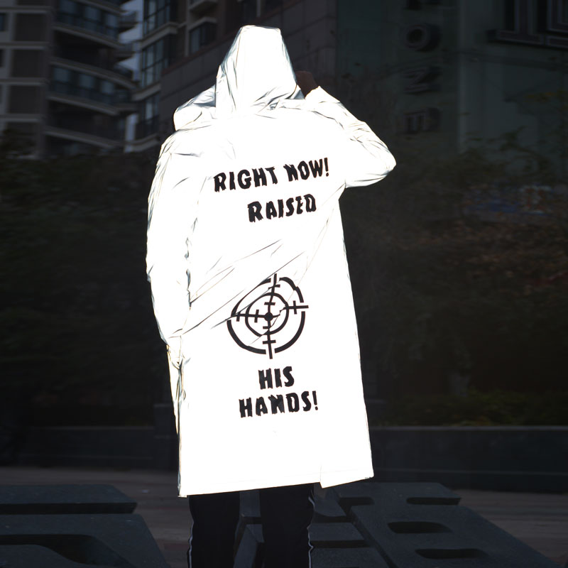 Overcoat Love 3M Reflective Windbreaker Trendy Men's Jacket Plus Fat Plus Size Plus Fleece Hooded Jacket Men and Women Couples