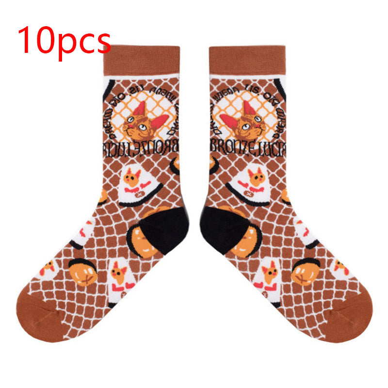 Sweet Cute Cartoon Socks Ladies Mid-tube Men's And Women's Trendy Socks