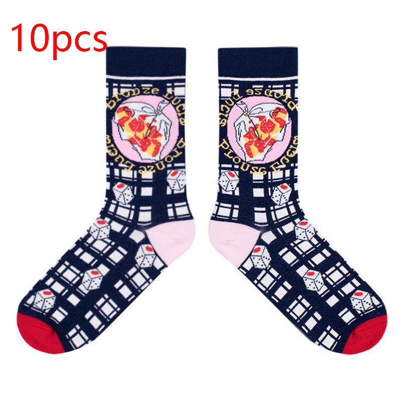 Sweet Cute Cartoon Socks Ladies Mid-tube Men's And Women's Trendy Socks