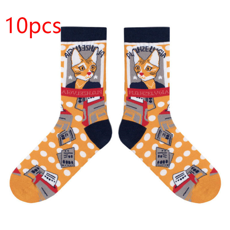 Sweet Cute Cartoon Socks Ladies Mid-tube Men's And Women's Trendy Socks