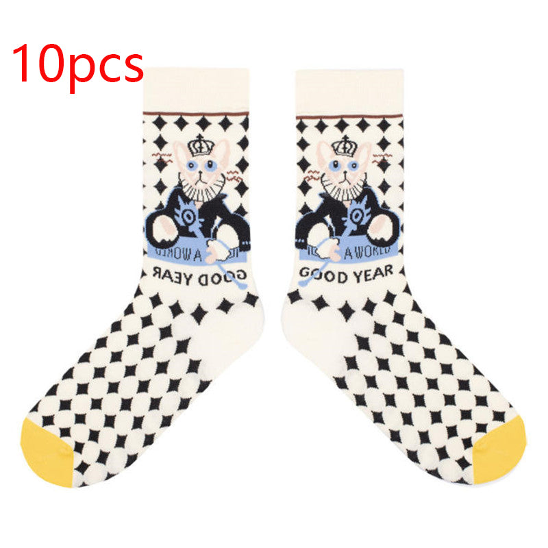 Sweet Cute Cartoon Socks Ladies Mid-tube Men's And Women's Trendy Socks