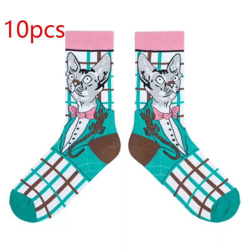 Sweet Cute Cartoon Socks Ladies Mid-tube Men's And Women's Trendy Socks