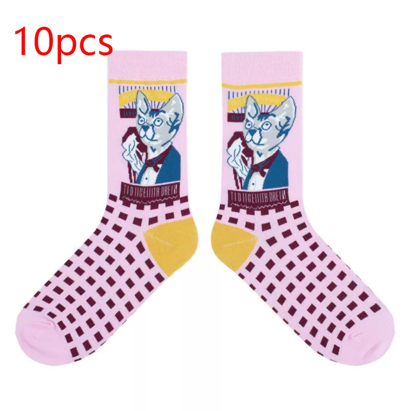 Sweet Cute Cartoon Socks Ladies Mid-tube Men's And Women's Trendy Socks